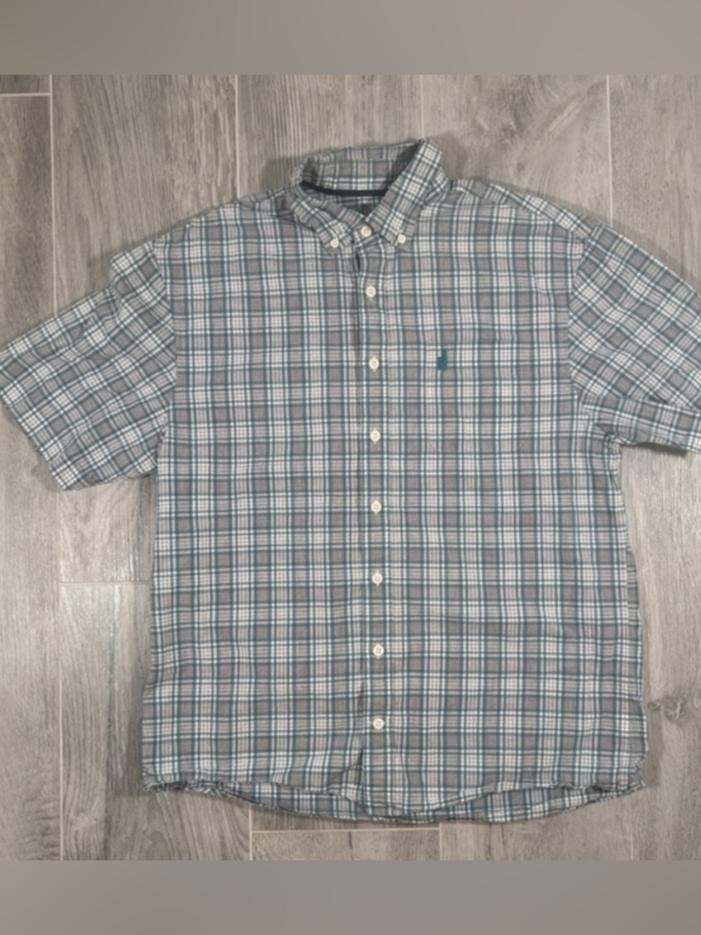 johnnie-O Hangin’ Out Shirt M Plaid Blue Green Cotton